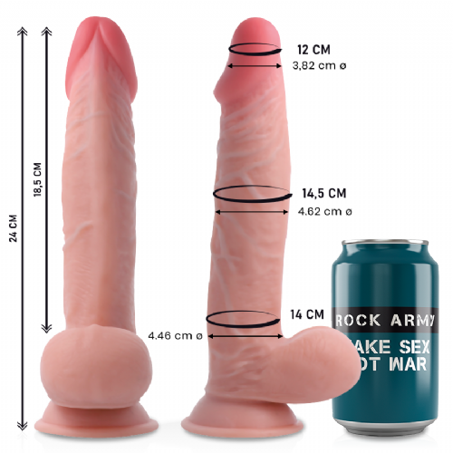 Dildo Rockarmy Dual Density Sherman 24 cm svetle kožne barve Enaa