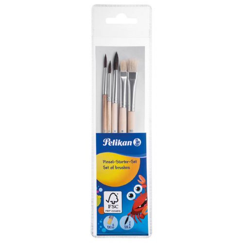 Pelikan čopič, set okroglih in ploščatih čopičev, 5/1