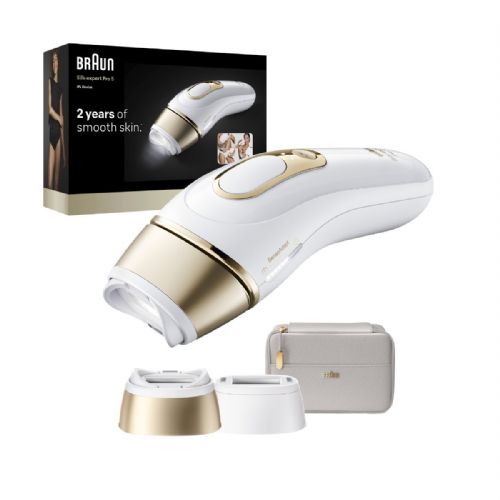 IPL depilator Braun Silk·expert Pro 5 PL5210, SensoAdapt, 10 stopenj, 2 nastavka, dolgotrajni rezultati, bele barve