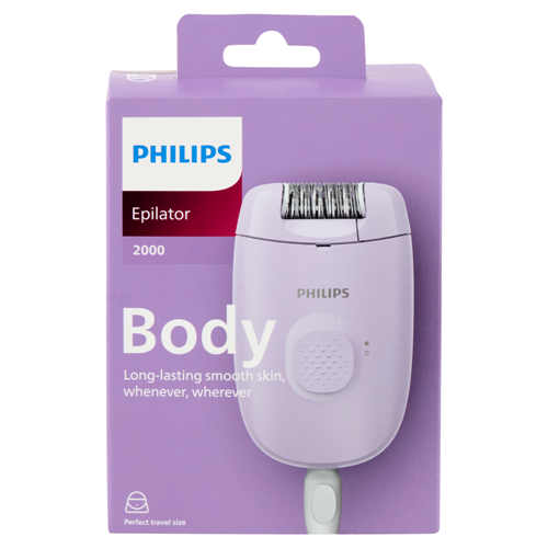 Depilator Philips BRE238/00, 2 hitrostni stopnji, 21 pincet, 1 nastavek, odstranljiva pralna glava, omrežno napajanje