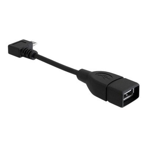 Adapter DeLock USB 2.0, micro USB vtič 90°>USB-A, črna