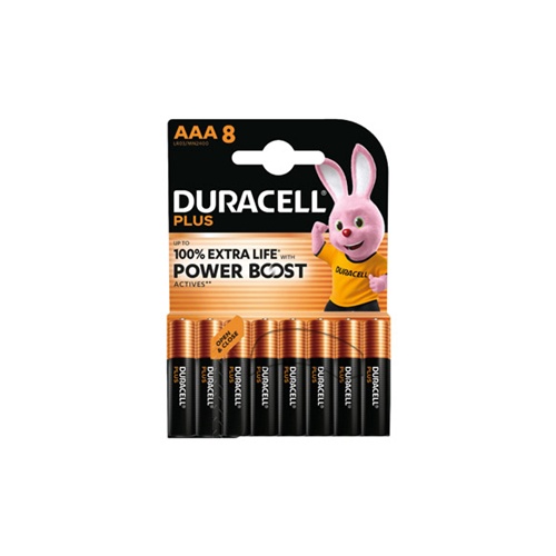 Alkalne baterije Duracell Plus , mikro AAA LR03 1,5 V, podaljšana življenjska doba (8 kosov, AAA (LR03))
