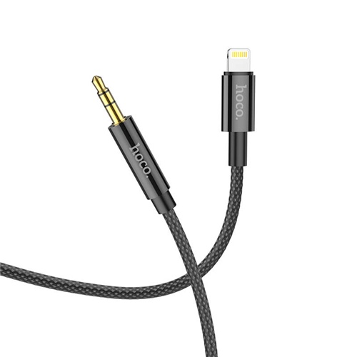 AUX kabel Hoco UPA19, Lightning na 3.5 mm, 1 m, z DAC, najlonsko pletenje, črne barve