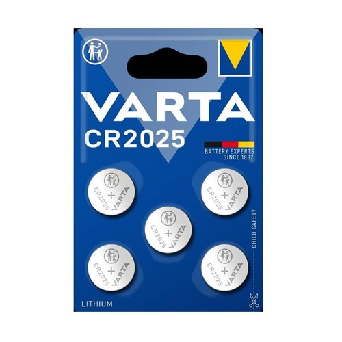 Baterija Varta LITHIUM Coin CR2025, 5 kosov
