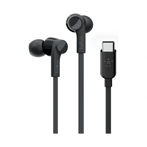 Ušesne slušalke Belkin Rockstar z USB-C priključkom, črne