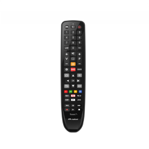 Daljinski upravljalnik Meliconi Gumbody Personal 7+ TCL/Thomson, Smart TV, funkcija Learn, gumijasto ohišje