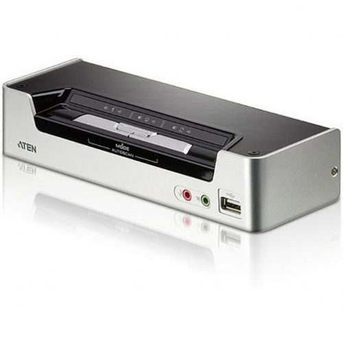 Namizno stikalo DATA KVM 2-portno USB HDMI KVM stikalo z zvokom in USB 2.0 zvezdiščem (KVM kabli priloženi) ATEN