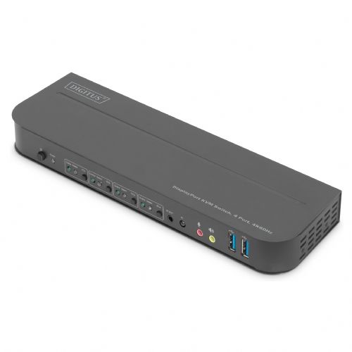 DIGITUS KVM stikalo 4-portno 4K60Hz 4x DP vhod 1x DP/HDMI izhod