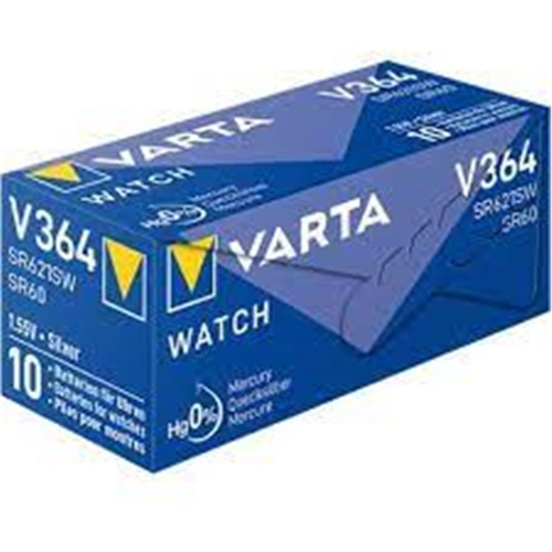 Gumbaste baterije Varta srebrovega oksida 364 (srebrne, 10 kosov)