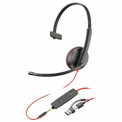 HP Poly Headset Blackwire C3215 Mono USB-C/A &amp; 3,5 mm (razsuto)