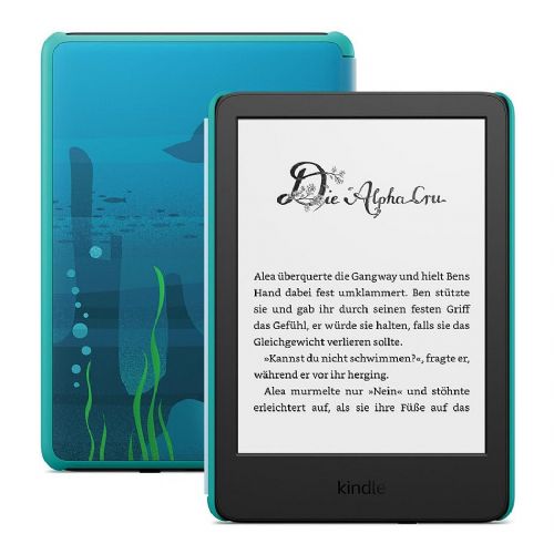 E-bralnik Amazon Kindle Kids Edition 16 GB, 6" e-ink zaslon, Wi-Fi, modra, otrokom prijazen dizajn Ocean Explorer