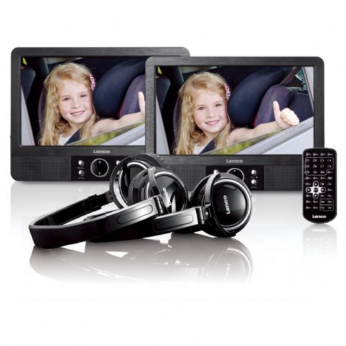 Prenosni DVD predvajalnik Lenco MES-415, 9" TFT zaslon, USB, dvojni komplet za avto, črn