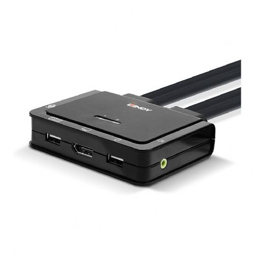 LINDY 2-portno DisplayPort 1.2, USB-C kabel KVM stikalo