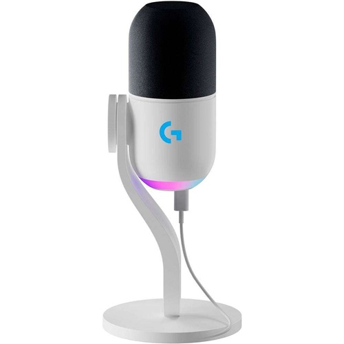 Mikrofon Logitech Yeti GX Dynamic RGB White, USB, dinamična kapsula, superkardioid, studijska kakovost, LIGHTSYNC RGB