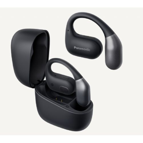 WS slušalke Panasonic RB-F10DE-K, odprt dizajn nad sluhovodom, Bluetooth 5.4, 7+18 h baterije, IPX4, črne barve