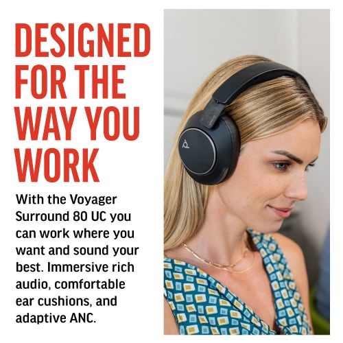 Poly Headset Voyager Surround 80 UC - kabelski/bluetooth - črni