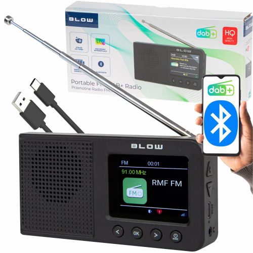Prenosni aku. 2000mAh LCD kuhinjski radio Blow FM DAB+ RK3 bluetooth črn