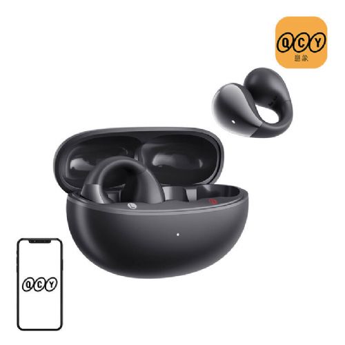 Slušalke QCY Crossky Clip T33, brezžične, Bluetooth 5.4, ušesne, polnilni etui, črne