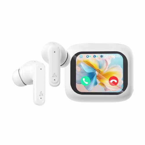 Slušalke  SBOX bele bluetooth z mikrofonom ANC LCD zaslon EB-TWS08-W