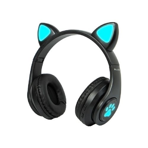 Brezžične slušalke CAT, RGB LED, Bluetooth 5.0, 400 mAh - Črne barve
