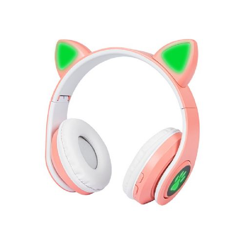 Brezžične slušalke CAT, Bluetooth 5.0, RGB LED - roza barve