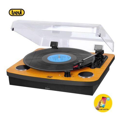 TREVI TT 1022 BT Prenosni gramofon s tehnologijo Bluetooth, STEREO zvočnika, AUX-IN, RCA, črno lesen