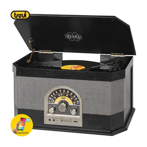 TREVI TT 1040 BT Gramofon s tehnologijo Bluetooth, USB, AUX-IN, AM/FM, črn