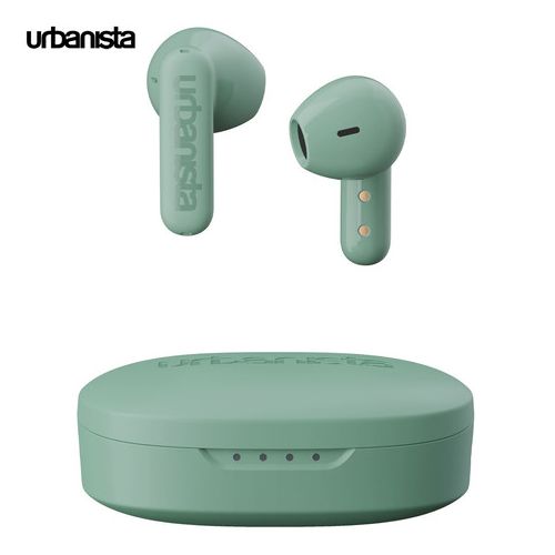 URBANISTA COPENHAGEN brezžične slušalke, Bluetooth® 5.2, TWS, do 32 ur predvajanja, upravljanje na dotik, IPX4 vodoodpornost, USB Type-C, zelene (Sage Green)
