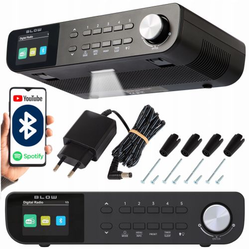 Viseči kuhinjski radio BLOW DAB+, FM, Bluetooth, LCD zaslon, LED luč, črne barve