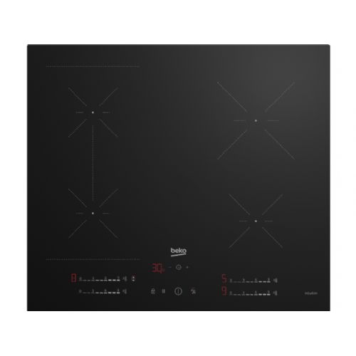 Indukcijska kuhalna plošča Beko HII64700SUFT, 60 cm, 4 kuhališča, IndyFlex+, 7400 W, črne barve