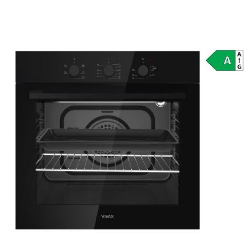 Vgradna pečica Vivax BO-606FTM G, 60 l, ventilatorsko pečenje, energijski razred A, črna