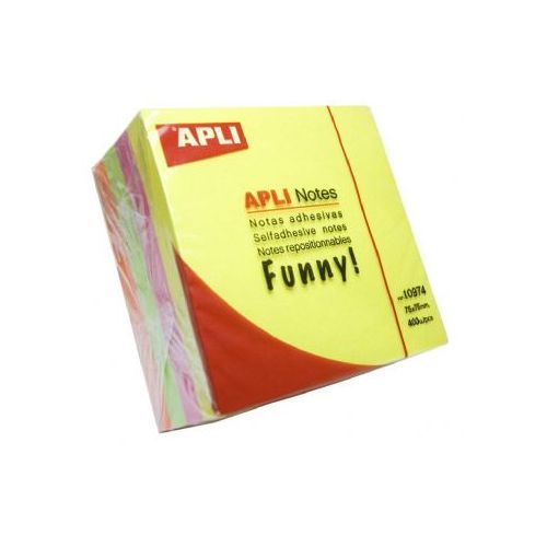 Samolepilni lističi APLI, mini, 51 mm x 51 mm, 250 lističev, žive barve