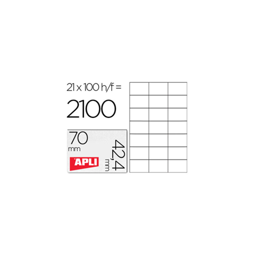 Apli Bele nalepke 70 x 42,4 mm, 21/stran 100 listov