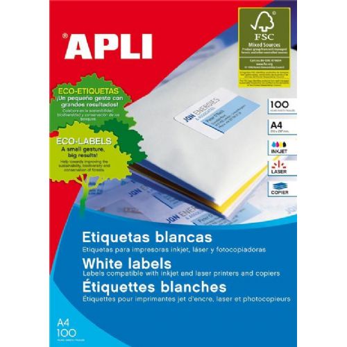 Apli Bele nalepke 105 x 40 mm, 14/stran 100 listov