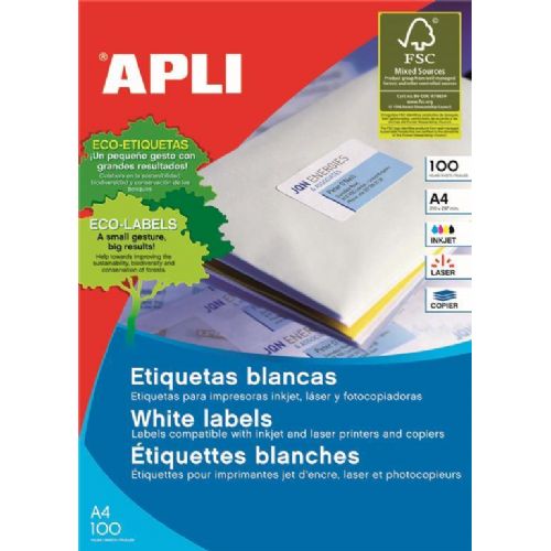 Apli Bele nalepke 48,5 x 25,4 mm, 44/stran 100 listov