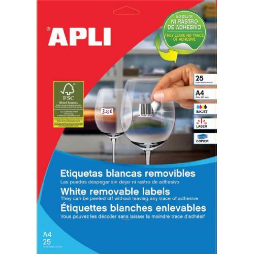 Apli Odstranljive nalepke, 17,8 x 10 mm 270/stran, 25 listov