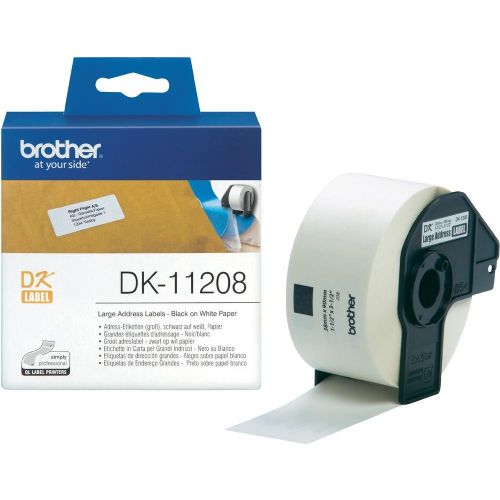 Brother DK-11208 (90mm x 38mm x 400) črno na belo, etikete