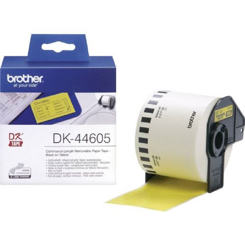 Brother DK-44605 (62mm x 30,48m) črno na rumeno, odstranljiv etiketni papir