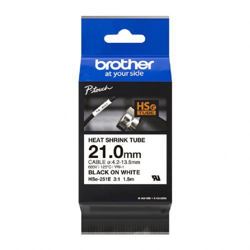 Termoskrčljiva cevka Brother HSe-251E, črno-bela (21 mm)