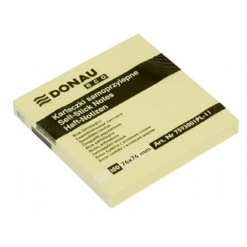 Samolepilni lističi Donau, 76 mm x 76 mm, 100 lističev, rumeni