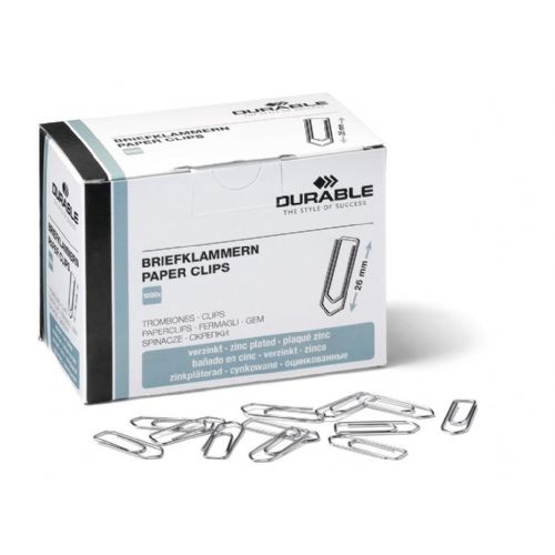 Durable Papirne sponke pocinkane, 26mm, 1000 kos