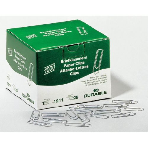 Durable Papirne sponke pocinkane, 32mm, 1000 kos (1211)