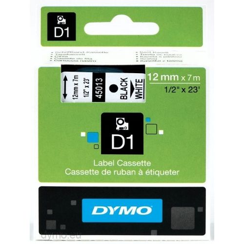 Dymo D1 45013 (S0720530) 12mm x 7m črn – White, etikete