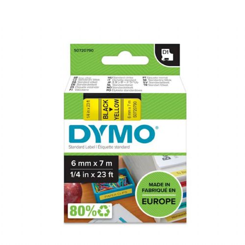 DYMO D1 trak 6 mm, črna na rumeni, 436180