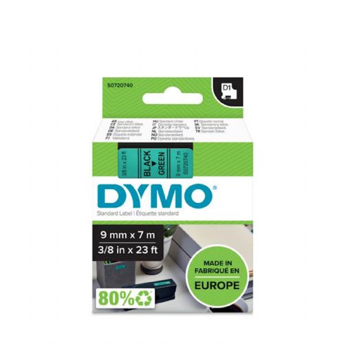 DYMO D1 trak 9 mm, črna na zeleni, 40919