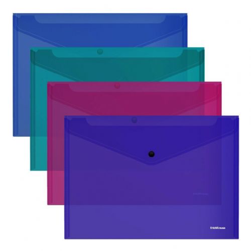 Mapa z gumbom A4, 33,3 x 23,2 cm sortirane barve