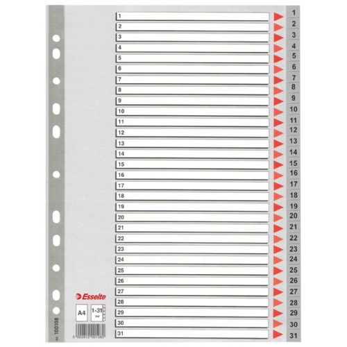 Esselte pregradni karton, PP, siv, 1-31