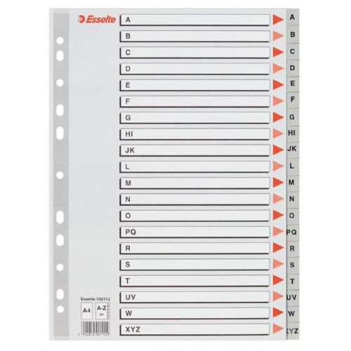Esselte pregradni karton, PP, siv, A - Z