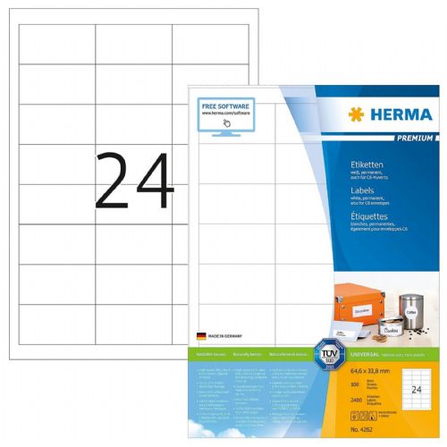 Herma etikete Superprint Premium, 64.6x33.8 mm, 100/1