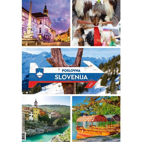 Koledar stenski poslovna Slovenija 2026, trimesečni, trijezični, 33 × 54 cm